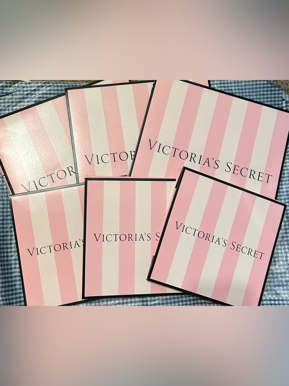Victoria's Secret Pink and White Striped Gift Boxes 3 Large , 3 Small